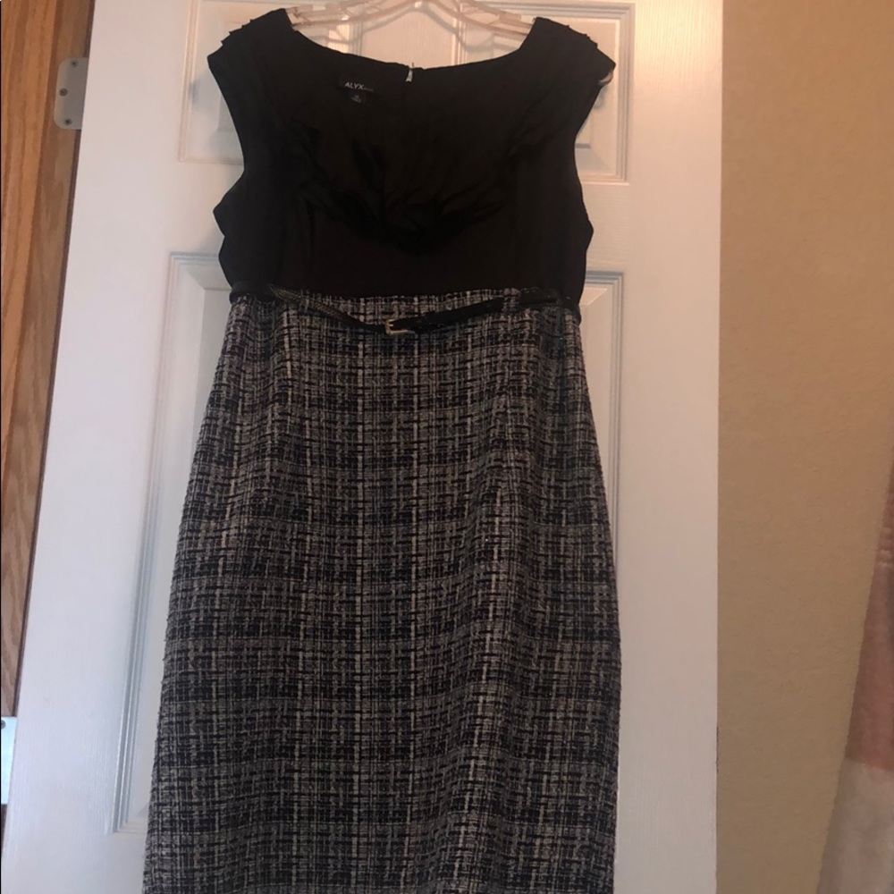 Belted Black & tweed business dress
